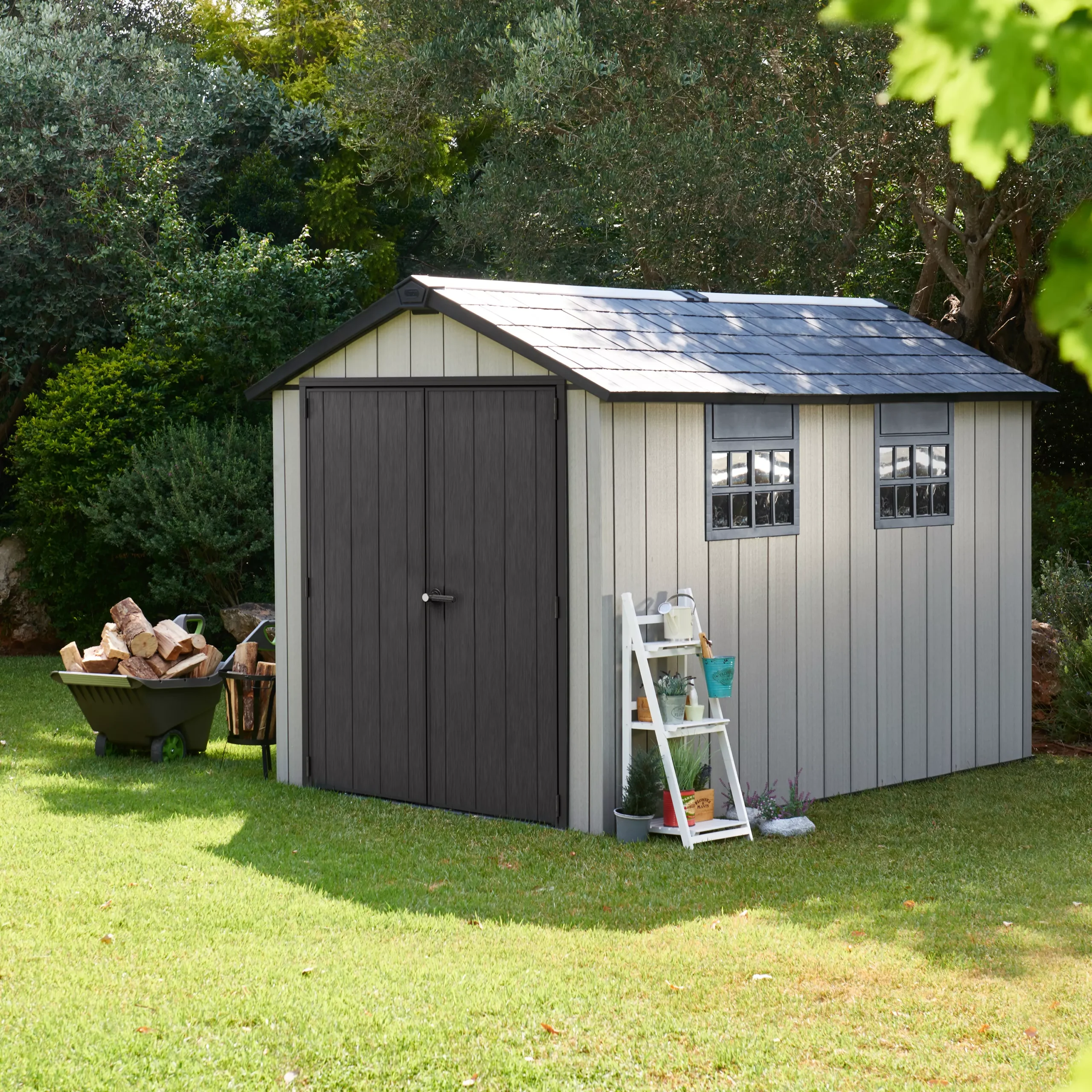 Keter Oakland Apex Anthracite Grey Plastic 2 Door 2 Windows Shed With Floor 1 Keter Oakland Apex Anthracite Grey Plastic 2 Door 2 Windows Shed With Floor