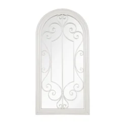 La Hacienda Aston & Wold Antique White Arch Framed Garden Mirror 970mm X 490mm