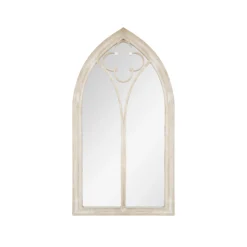La Hacienda Aston & Wold Church Window Antique White Arch Framed Garden Mirror 1050mm X 560mm
