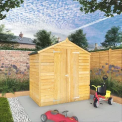 Mercia 6x4 Ft Apex Overlap Wooden 2 Door Shed With Floor -Hozelock Store mercia 6x4 ft apex overlap wooden 2 door shed with floor5029442090993 01i