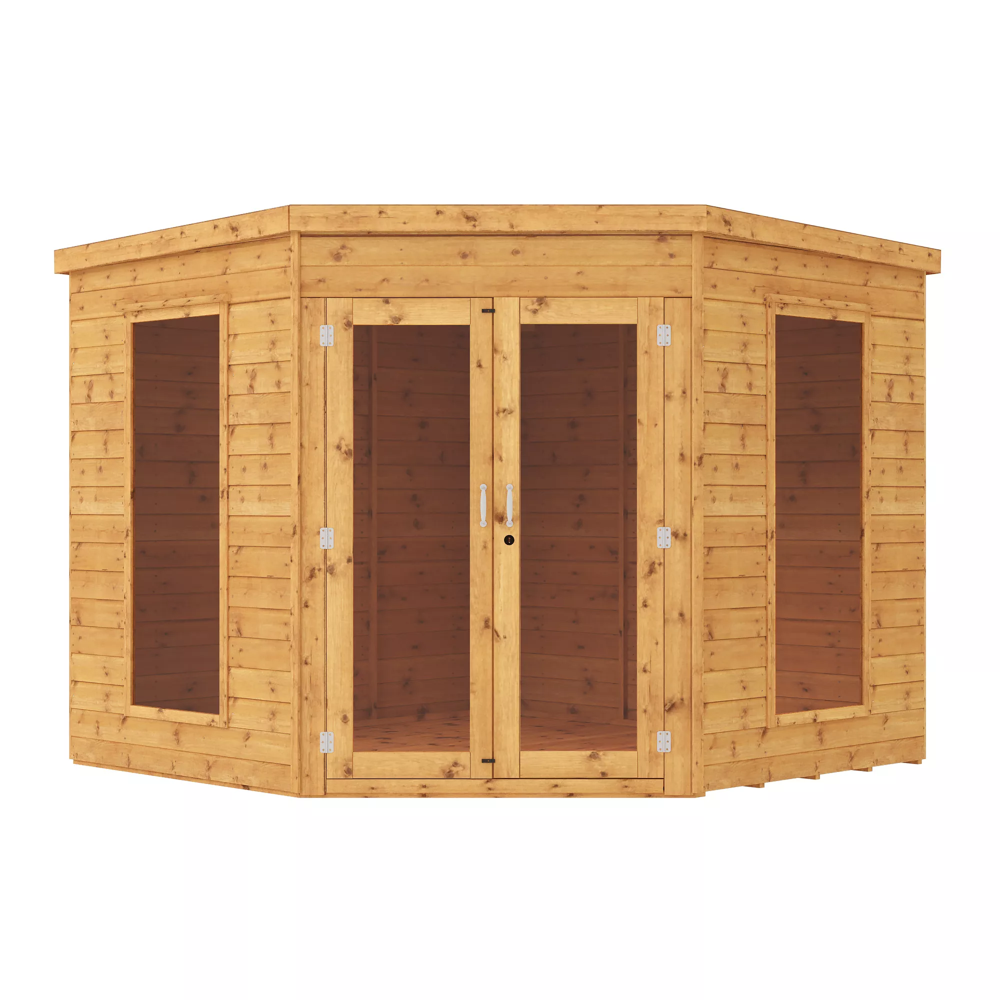 Mercia Corner 8x8 Ft Flat Shiplap Wooden Summer House With Double Door 3 Mercia Corner 8x8 Ft Flat Shiplap Wooden Summer House With Double Door - Image 3