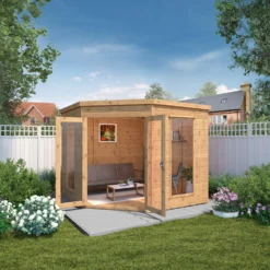 Mercia Corner 8x8 Ft Flat Shiplap Wooden Summer House With Double Door