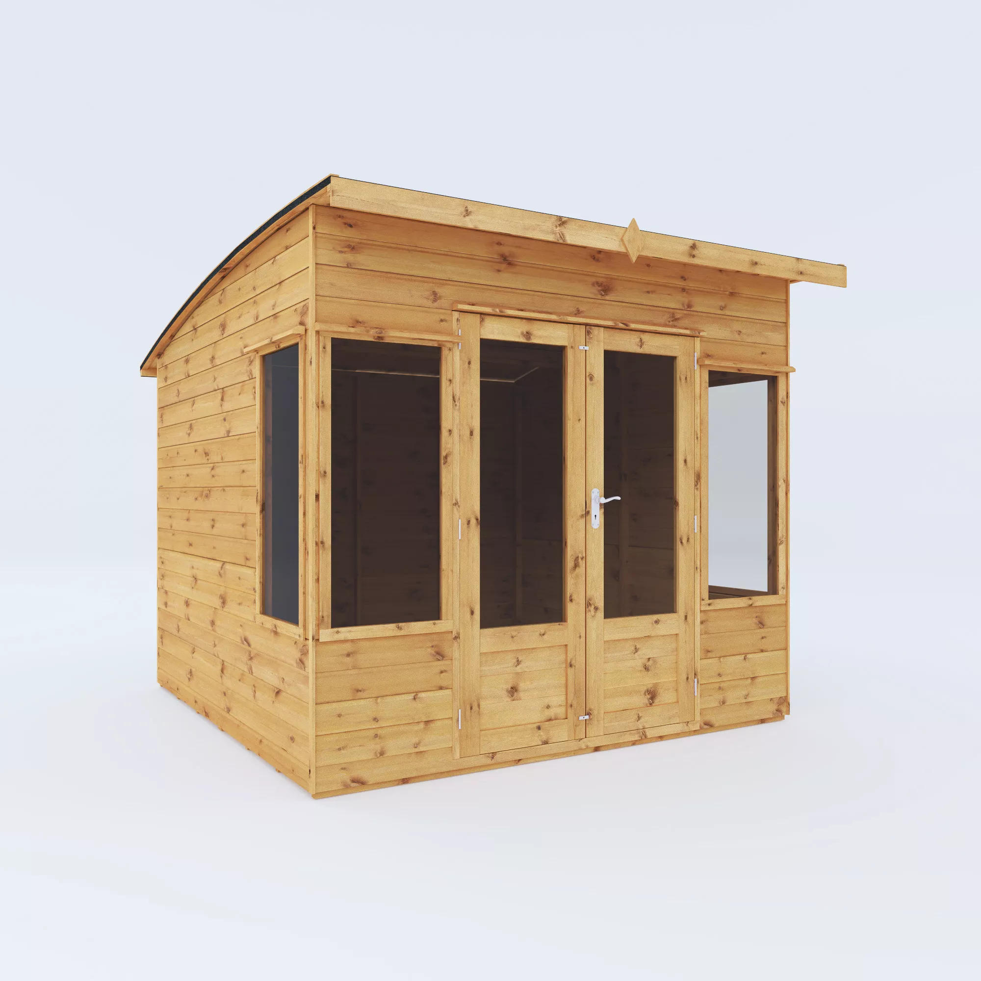 Mercia Helios 8x8 Ft Curved Shiplap Wooden Summer House With Double Door 2 Mercia Helios 8x8 Ft Curved Shiplap Wooden Summer House With Double Door - Image 2
