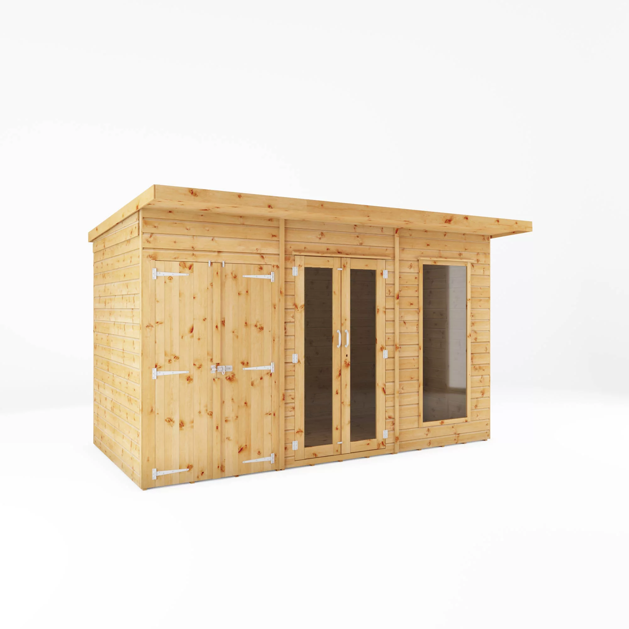 Mercia Maine 12x6 Ft Pent Shiplap Wooden Summer House With Double Door 2 Mercia Maine 12x6 Ft Pent Shiplap Wooden Summer House With Double Door - Image 2
