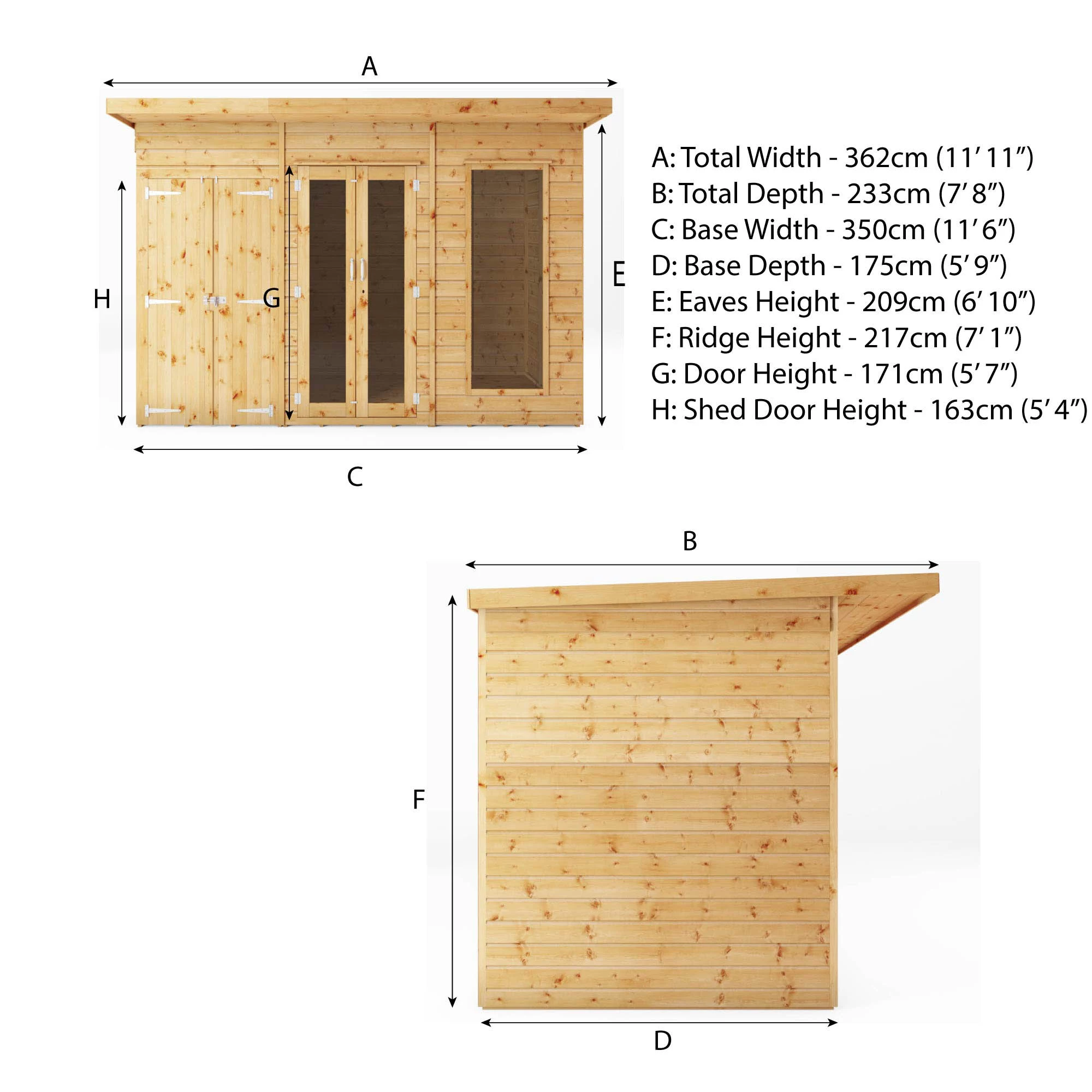 Mercia Maine 12x6 Ft Pent Shiplap Wooden Summer House With Double Door 9 Mercia Maine 12x6 Ft Pent Shiplap Wooden Summer House With Double Door - Image 9
