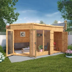 Mercia Summer House 13x9 Ft Pent Shiplap Solid Wood Summer House With Double Door -Hozelock Store mercia summer house 13x9 ft pent shiplap solid wood summer house with double door5029442002576 02i bq