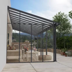 Palram - Canopia 3 Series Grey Patio Cover Side Wall, (L)2.57m (H)3.05m -Hozelock Store palram canopia 3 series grey patio cover side wall l 2 57m h 3 05m7290108137217 03i bq