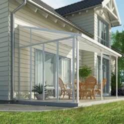 Palram - Canopia 3 Series White Patio Cover Side Wall -Hozelock Store palram canopia 3 series white patio cover side wall7290108137675 01i bq