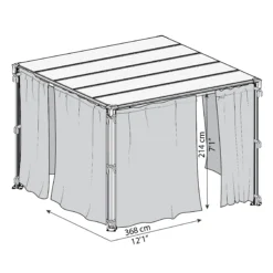 Palram - Canopia 3K Series Grey Polyester (PES) Gazebo Curtain, Pack Of 4 (L)2170mm (W)3660mm -Hozelock Store palram canopia 3k series grey polyester pes gazebo curtain pack of 4 l 2170mm w 3660mm7290108130744 01t