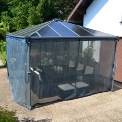 Palram - Canopia 3K Series Grey Polyester (PES) Gazebo Netting, Pack Of 6 (L)2170mm (W)3660mm -Hozelock Store palram canopia 3k series grey polyester pes gazebo netting pack of 6 l 2170mm w 3660mm7290108130751 04i