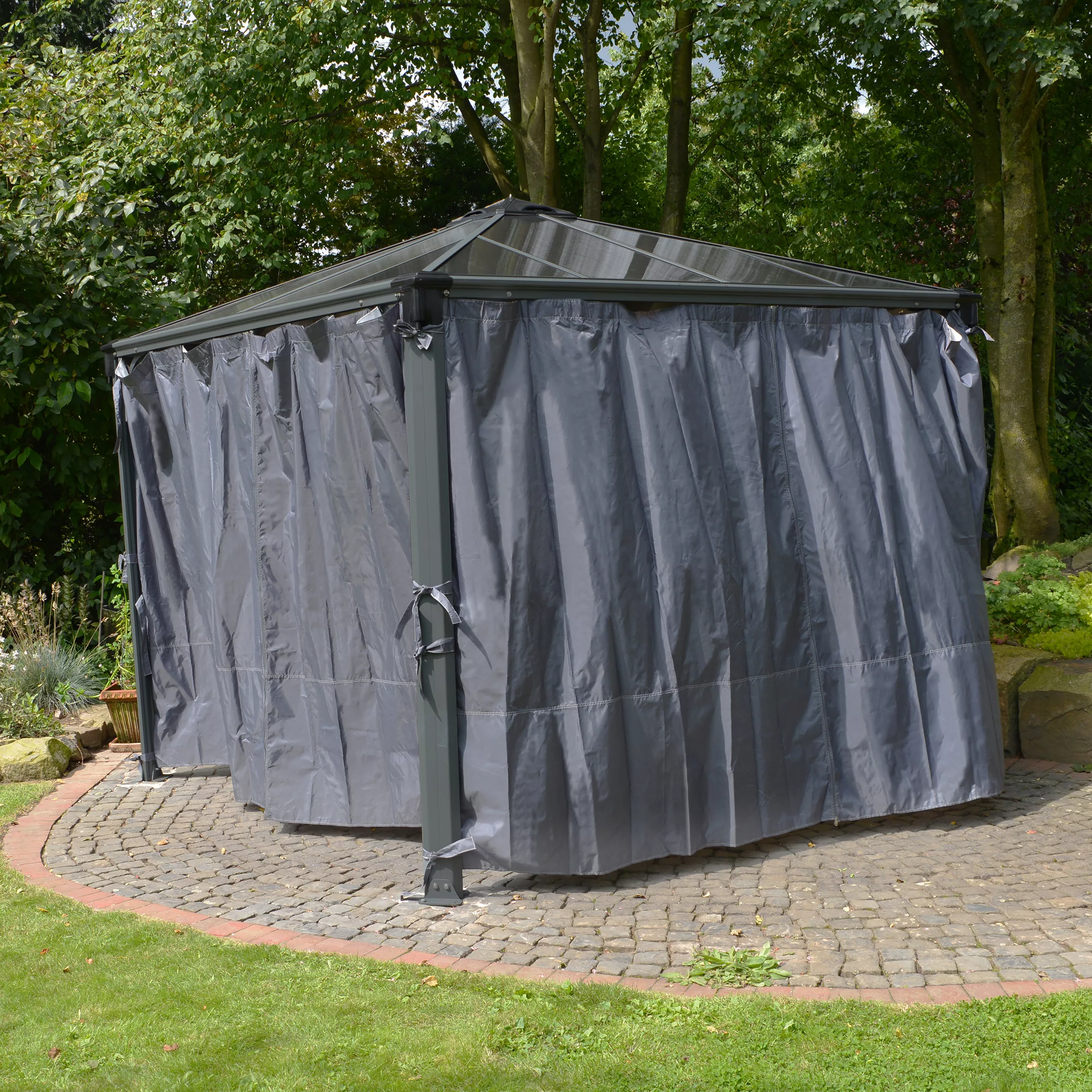 Palram - Canopia 4K Series Grey Polyester (PES) Gazebo Curtain, Pack Of 6 (L)2170mm (W)4010mm 5 Palram - Canopia 4K Series Grey Polyester (PES) Gazebo Curtain, Pack Of 6 (L)2170mm (W)4010mm - Image 5