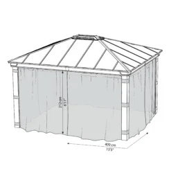 Palram - Canopia Dallas Grey Polyester (PES) Gazebo Netting, Pack Of 4 (L)2120mm (W)4090mm -Hozelock Store palram canopia dallas grey polyester pes gazebo netting pack of 4 l 2120mm w 4090mm7290108602685 01t