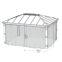 Palram - Canopia Dallas Grey Polyester (PES) Gazebo Netting, Pack Of 4 (L)2120mm (W)4400mm -Hozelock Store palram canopia dallas grey polyester pes gazebo netting pack of 4 l 2120mm w 4400mm7290108602708 01t scaled