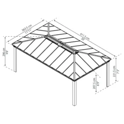 Palram - Canopia Dallas Grey Rectangular Gazebo, (W)6.12m (D)3.64m - Assembly Required -Hozelock Store palram canopia dallas grey rectangular gazebo w 6 12m d 3 64m assembly required7290108601954 01t bq