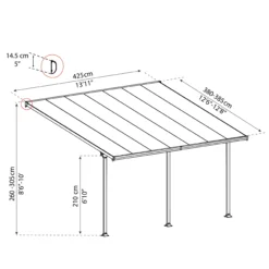 Palram - Canopia Feria Grey Non-retractable Awning, (L)4.25m (H)3.05m (W)3.85m -Hozelock Store palram canopia feria grey non retractable awning l 4 25m h 3 05m w 3 85m7290108134551 01t bq scaled