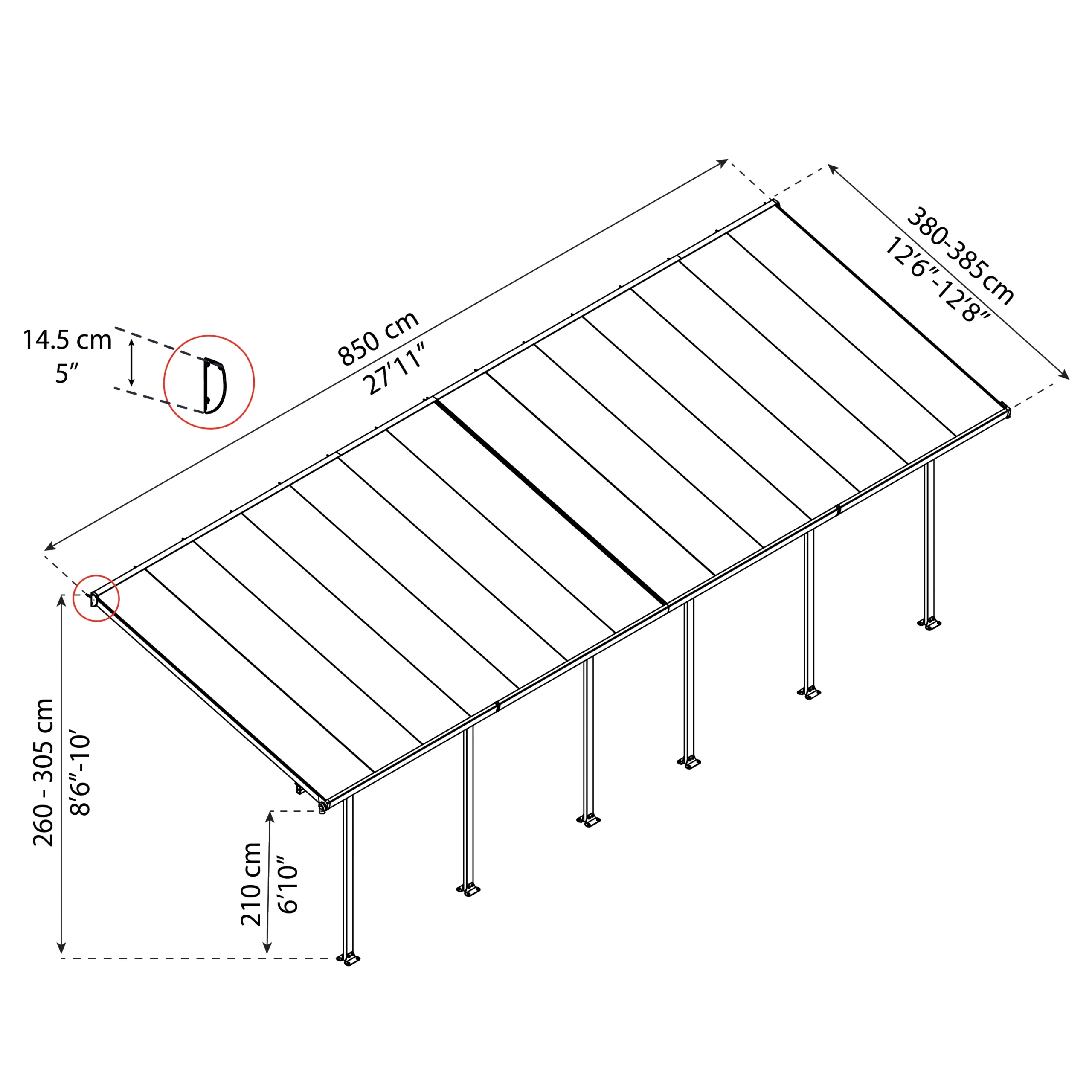 Palram - Canopia Feria White Non-retractable Awning, (L)7.87m (H)3.05m (W)3.85m 7 Palram - Canopia Feria White Non-retractable Awning, (L)7.87m (H)3.05m (W)3.85m - Image 7