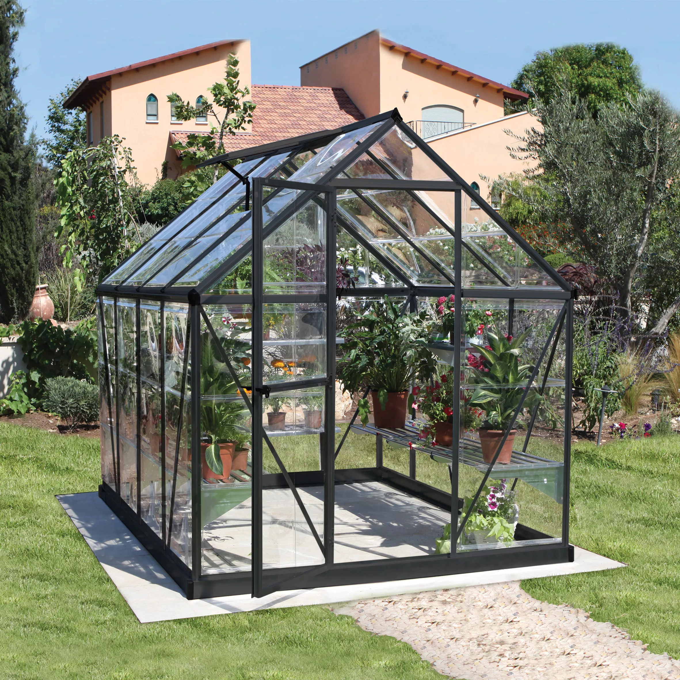 Palram - Canopia Harmony Grey 6X8 Greenhouse 1 Palram - Canopia Harmony Grey 6X8 Greenhouse