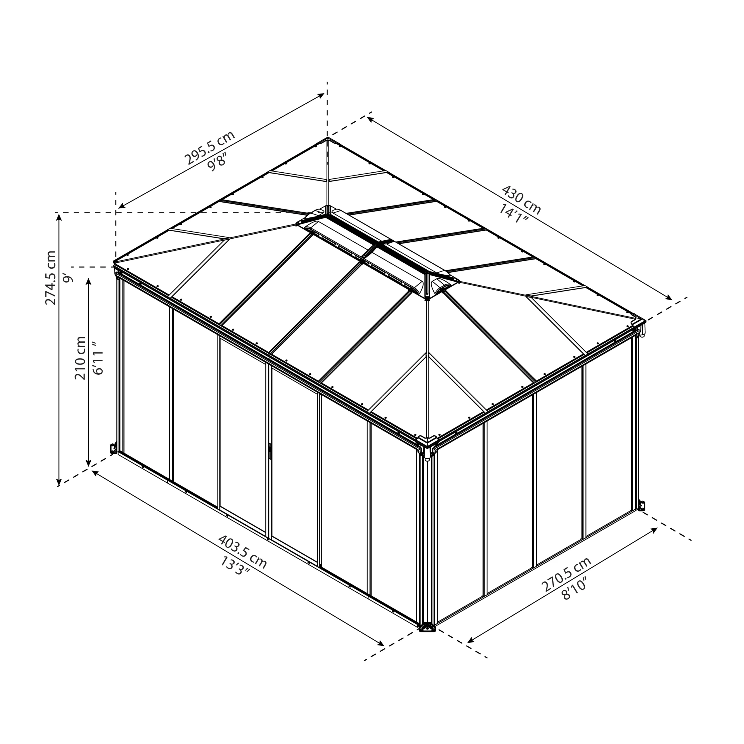 Palram - Canopia Ledro Grey Rectangular Gazebo, (W)4.3m (D)2.96m - Assembly Required 11 Palram - Canopia Ledro Grey Rectangular Gazebo, (W)4.3m (D)2.96m - Assembly Required - Image 11