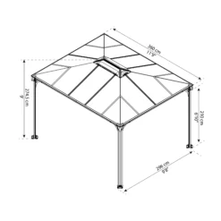 Palram - Canopia Martinique Grey Rectangular Gazebo, (W)3.6m (D)2.96m - Assembly Required -Hozelock Store palram canopia martinique grey rectangular gazebo w 3 6m d 2 96m assembly required7290108137910 01t bq