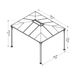 Palram - Canopia Martinique Grey Rectangular Gazebo, (W)3.6m (D)2.96m - Assembly Required -Hozelock Store palram canopia martinique grey rectangular gazebo w 3 6m d 2 96m assembly required7290108137910 01t bq scaled