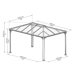 Palram - Canopia Martinique Grey Rectangular Gazebo, (W)4.3m (D)2.96m - Assembly Required -Hozelock Store palram canopia martinique grey rectangular gazebo w 4 3m d 2 96m assembly required7290108130249 01t bq scaled