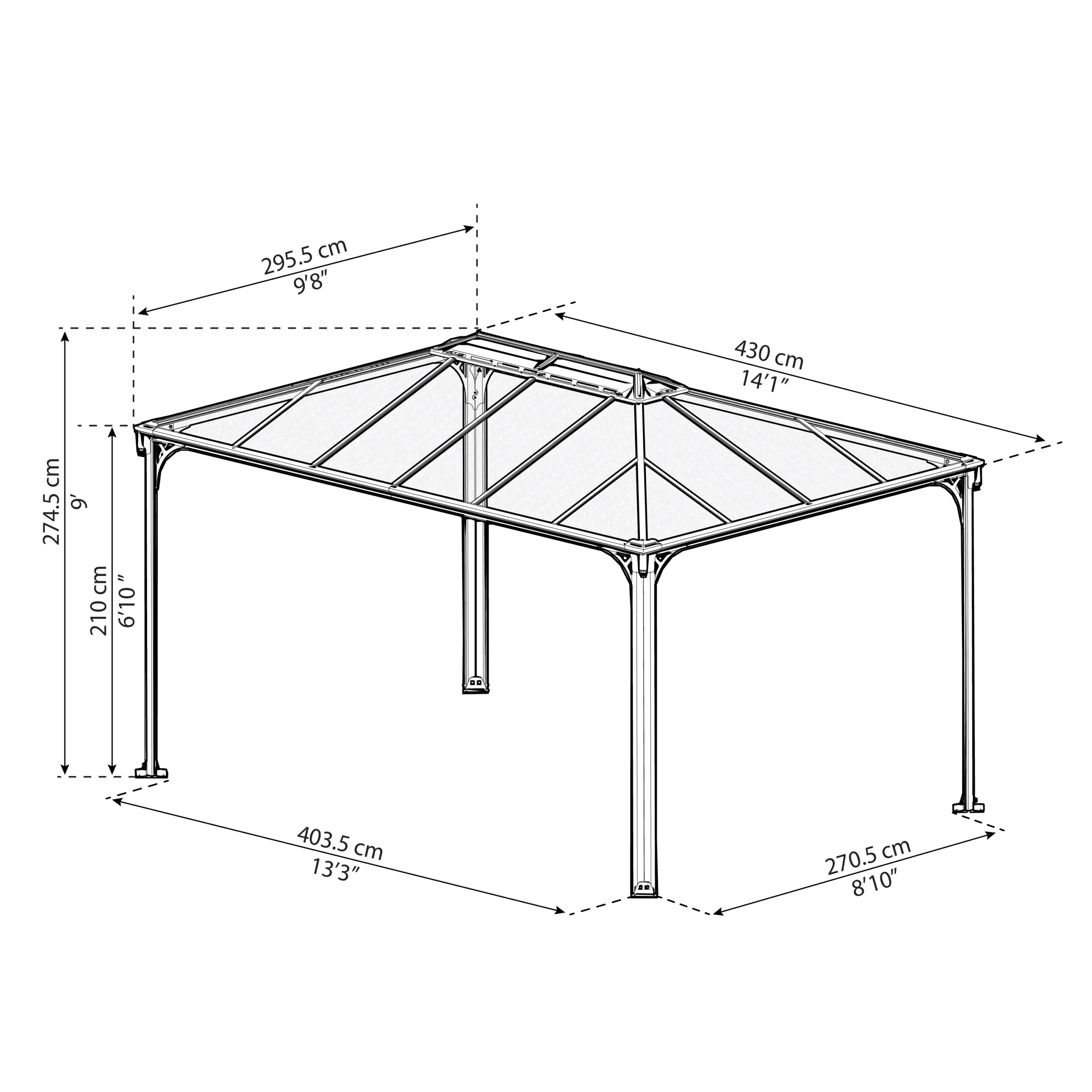 Palram - Canopia Martinique Grey Rectangular Gazebo, (W)4.3m (D)2.96m - Assembly Required 12 Palram - Canopia Martinique Grey Rectangular Gazebo, (W)4.3m (D)2.96m - Assembly Required - Image 12