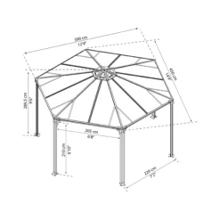 Palram - Canopia Monaco Grey Hexagonal Gazebo, (W)4.5m (D)3.9m - Assembly Required -Hozelock Store palram canopia monaco grey hexagonal gazebo w 4 5m d 3 9m assembly required7290108130232 01t bq scaled