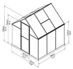 Palram - Canopia Mythos Silver 6x6 Greenhouse -Hozelock Store palram canopia mythos silver 6x6 greenhouse7290103110918 01t bq