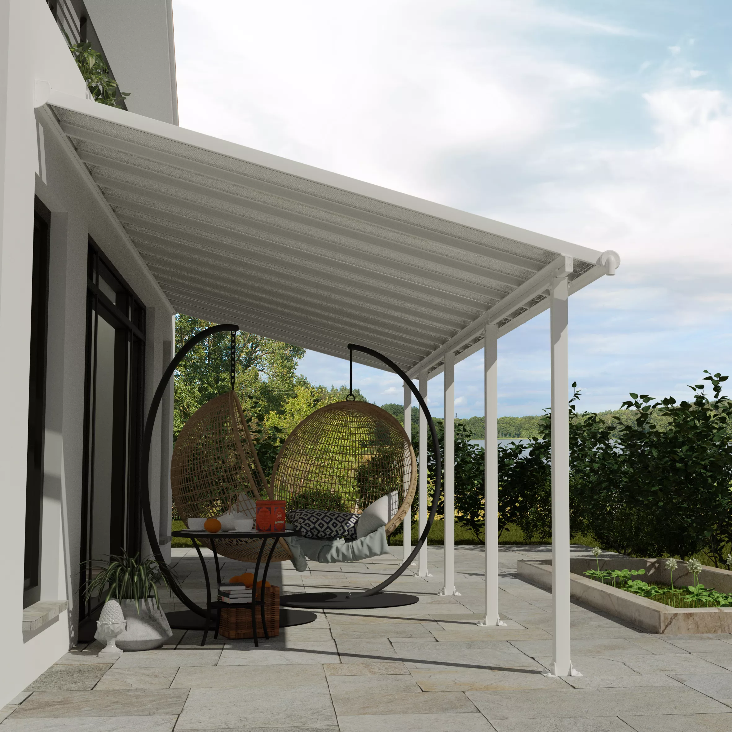 Palram - Canopia Olympia White Non-retractable Awning, (L)8.6m (H)3.05m (W)2.95m 1 Palram - Canopia Olympia White Non-retractable Awning, (L)8.6m (H)3.05m (W)2.95m