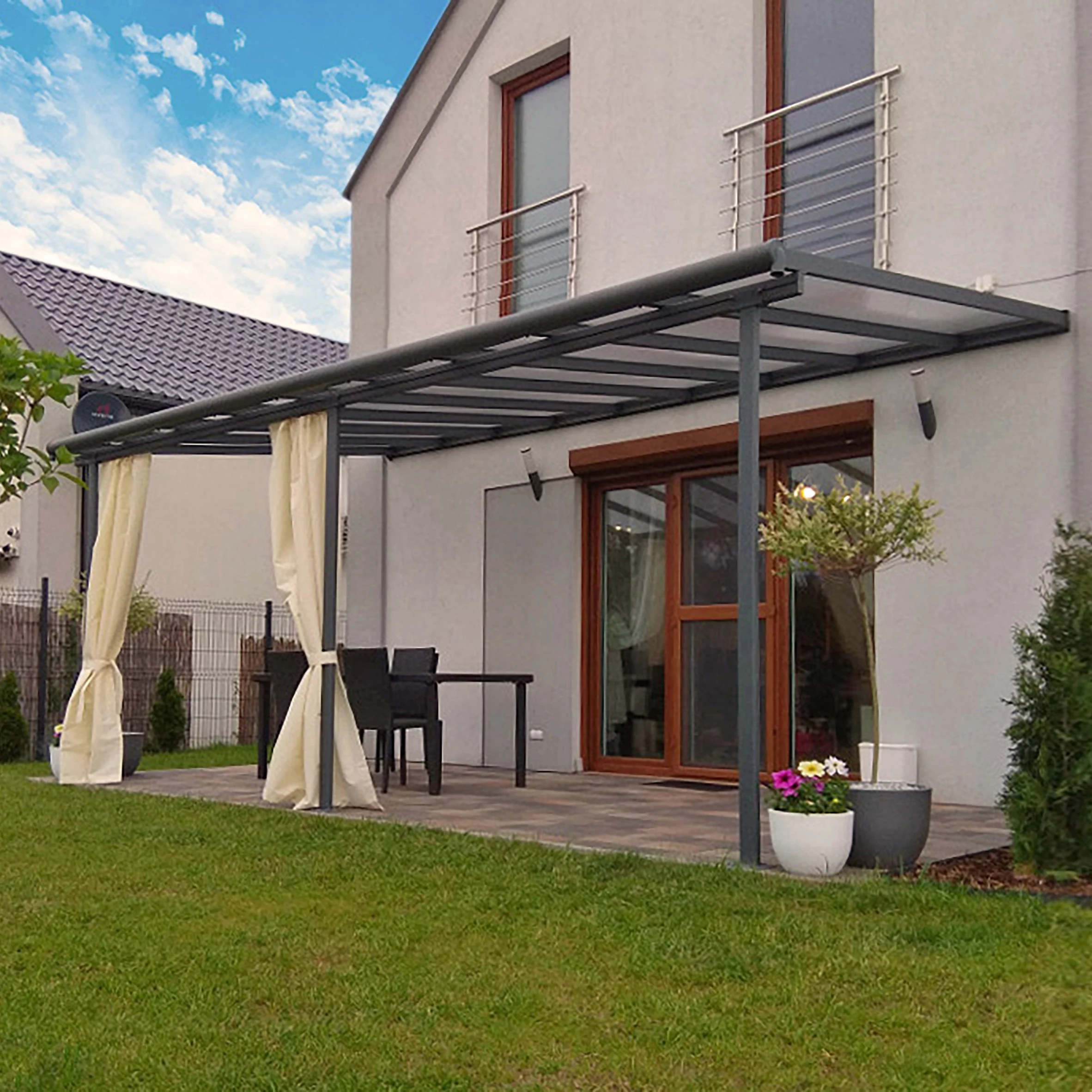 Palram - Canopia Sierra Grey Non-retractable Awning, (L)5.55m (H)3.05m (W)2.99m 1 Palram - Canopia Sierra Grey Non-retractable Awning, (L)5.55m (H)3.05m (W)2.99m
