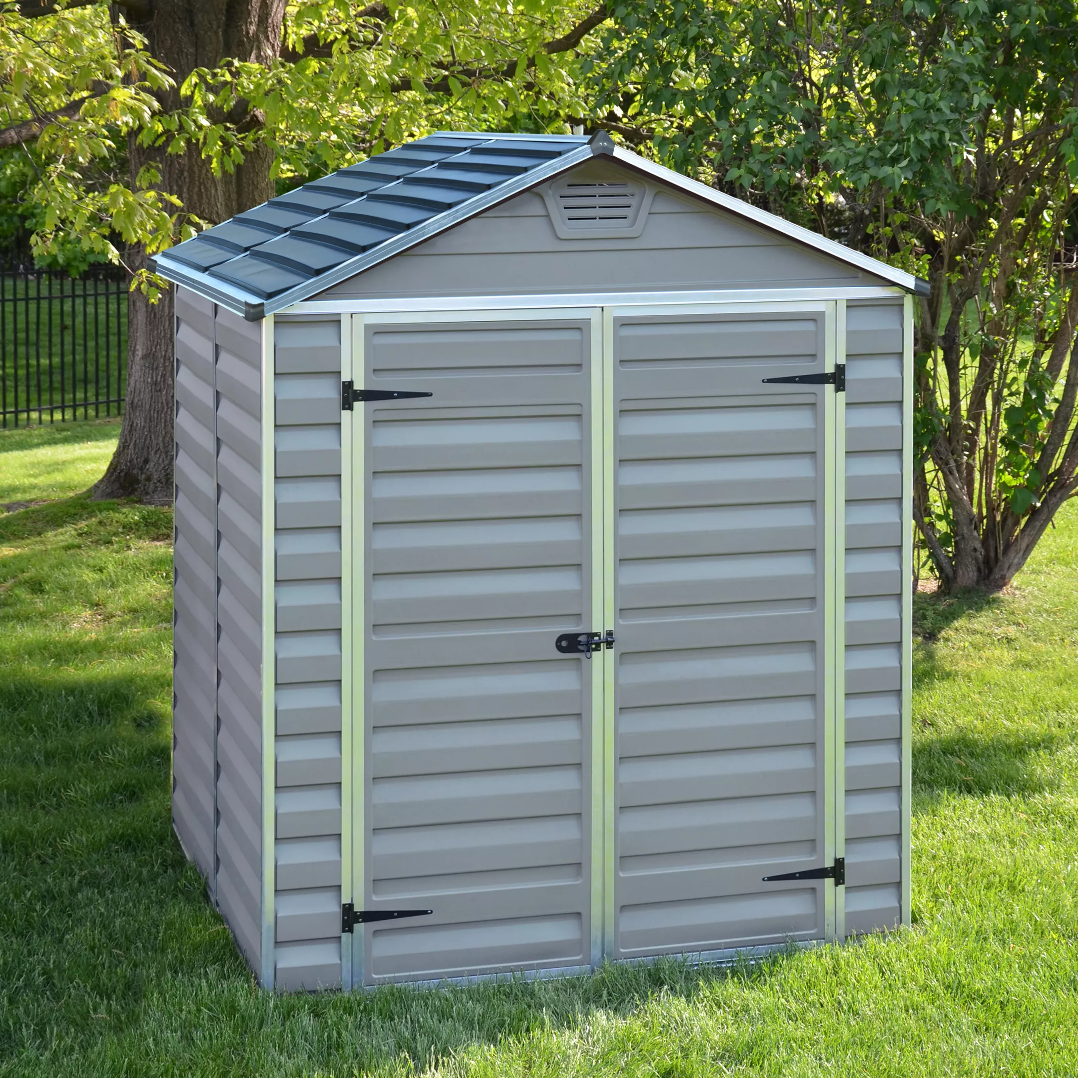 Palram - Canopia Skylight 6x5 Apex Dark Grey Plastic Shed With Floor 1 Palram - Canopia Skylight 6x5 Apex Dark Grey Plastic Shed With Floor