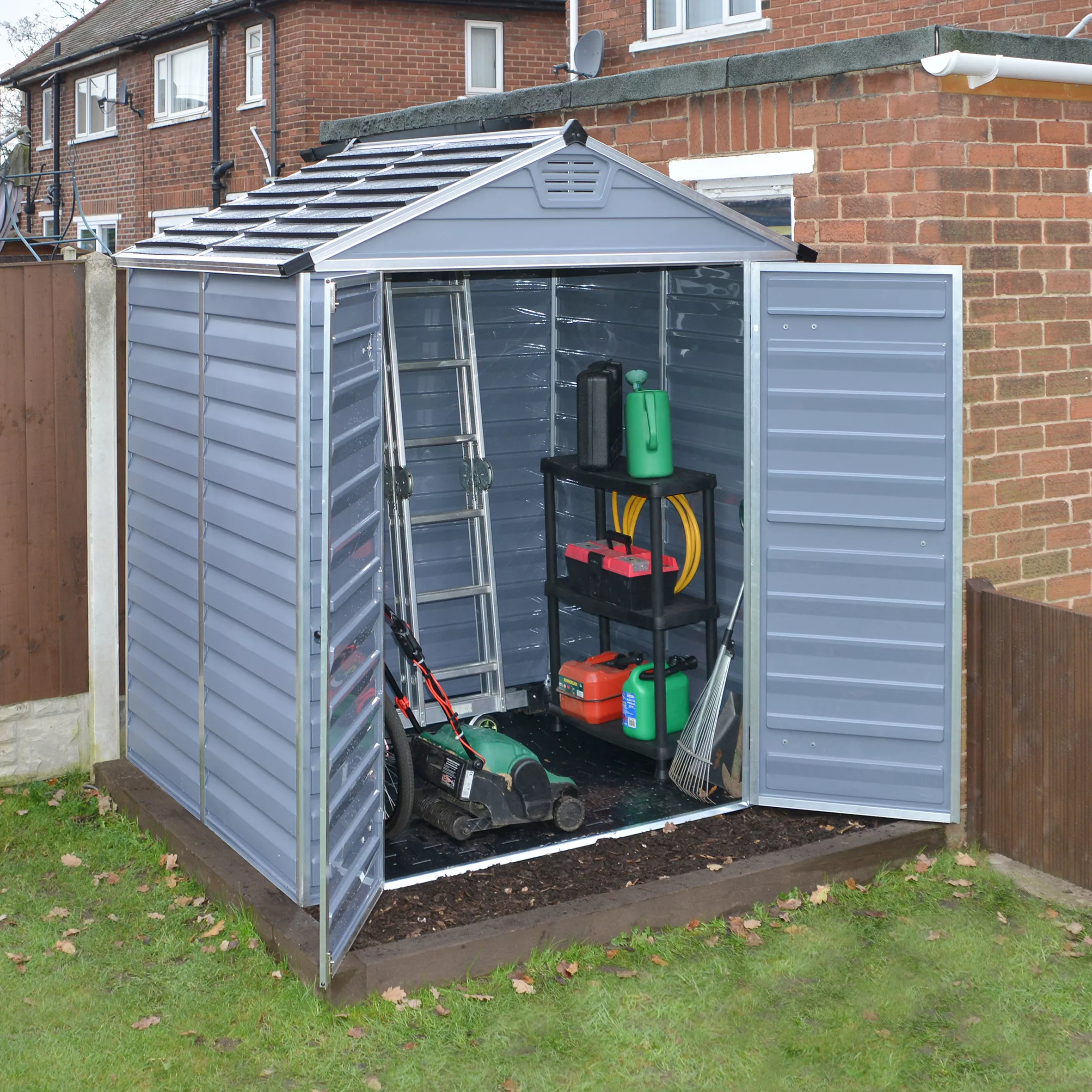 Palram - Canopia Skylight 6x5 Apex Dark Grey Plastic Shed With Floor 4 Palram - Canopia Skylight 6x5 Apex Dark Grey Plastic Shed With Floor - Image 4