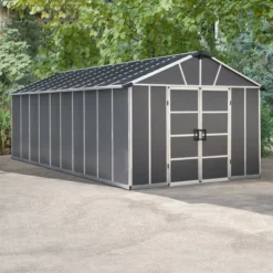 Palram - Canopia Yukon With WPC Floor 11x21.3 Apex Dark Grey Plastic Shed With Floor