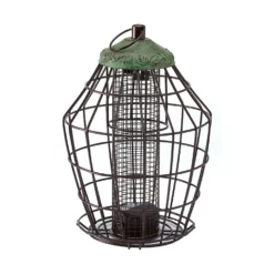 Peckish Secret Garden Steel Peanut Green Squirrel Proof Bird Feeder 0.7L