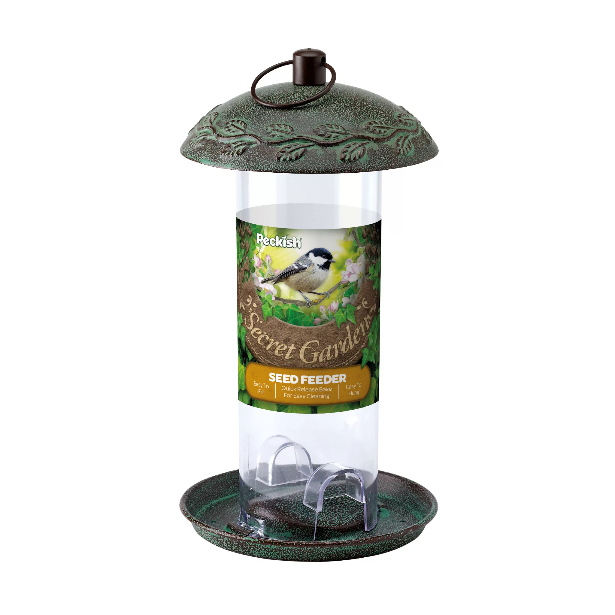 Peckish Secret Garden Steel Seed Green Bird Feeder 0.7L 1 Peckish Secret Garden Steel Seed Green Bird Feeder 0.7L