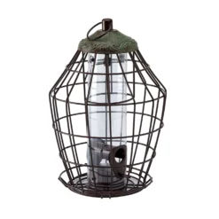 Peckish Secret Garden Steel Seed Green Squirrel Proof Bird Feeder 0.7L