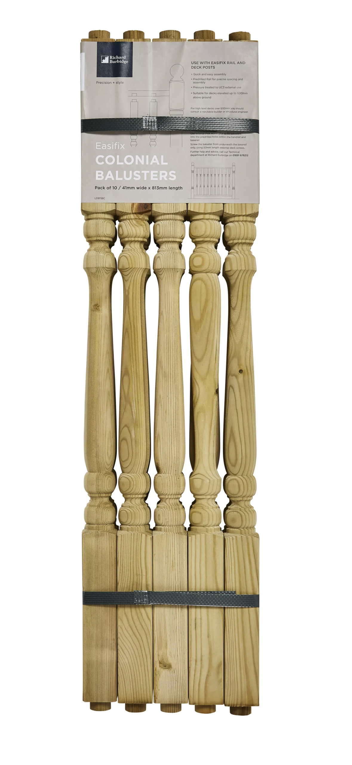 Richard Burbidge Colonial Softwood Deck Spindle (H)0.81m (W)41mm (T)41mm, Pack Of 10 2 Richard Burbidge Colonial Softwood Deck Spindle (H)0.81m (W)41mm (T)41mm, Pack Of 10 - Image 2