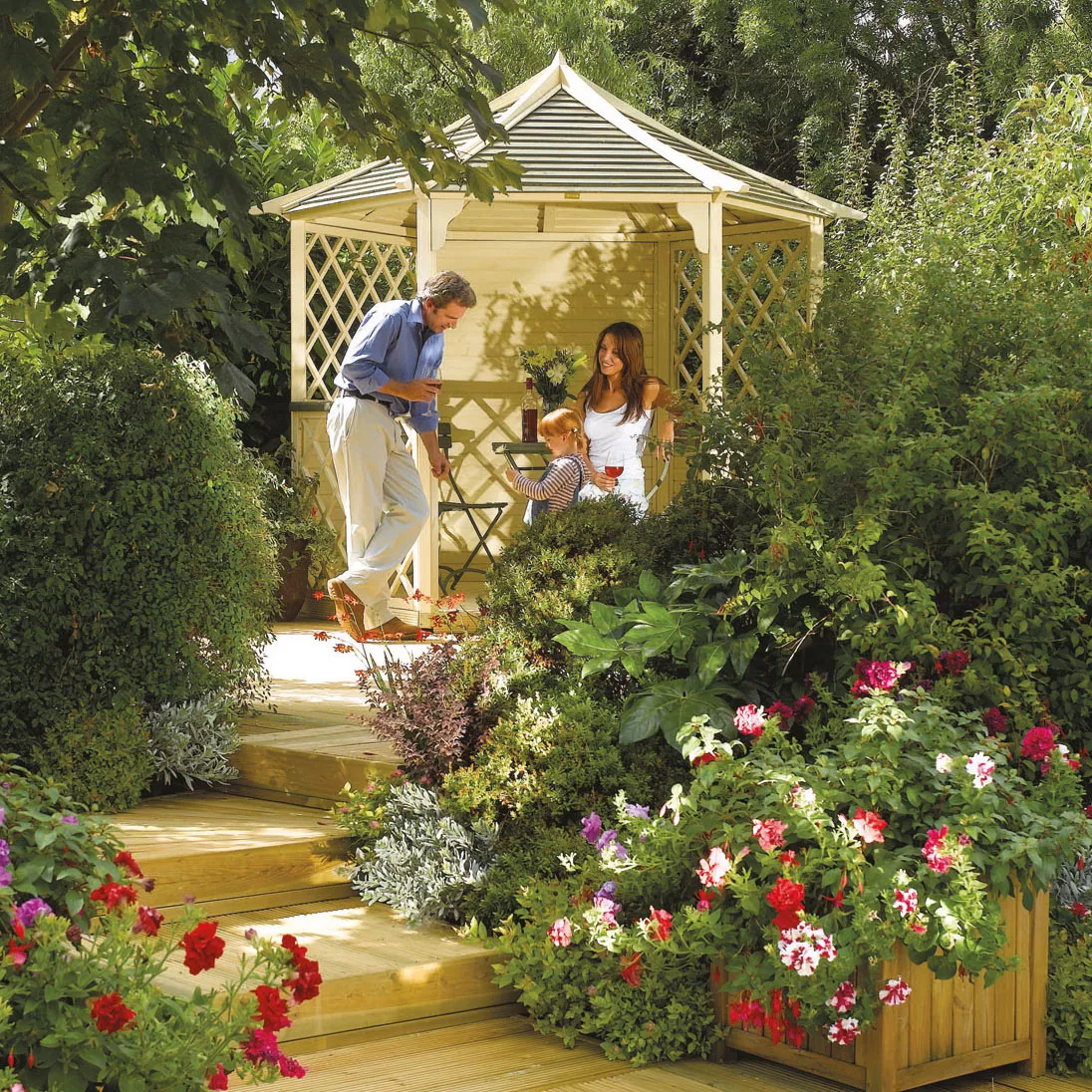 Rowlinson Gainsborough Natural Hexagonal Gazebo, (W)3m (D)2.6m - Assembly Service Included 1 Rowlinson Gainsborough Natural Hexagonal Gazebo, (W)3m (D)2.6m - Assembly Service Included