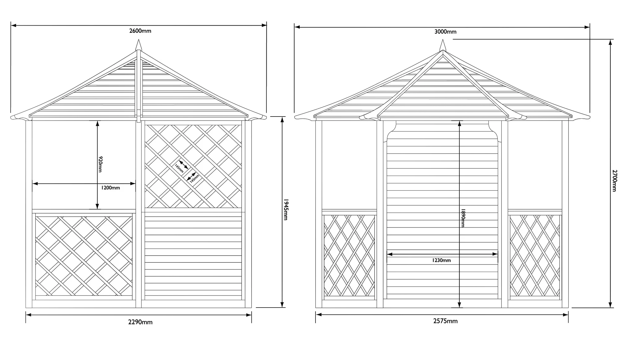 Rowlinson Gainsborough Natural Hexagonal Gazebo, (W)3m (D)2.6m - Assembly Service Included 2 Rowlinson Gainsborough Natural Hexagonal Gazebo, (W)3m (D)2.6m - Assembly Service Included - Image 2