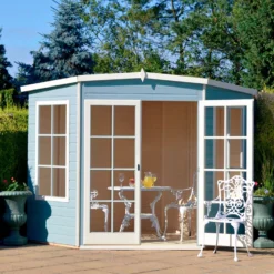 Shire 7x7 Glass Pent Shiplap Wooden Summer House - Base Not Included -Hozelock Store shire 7x7 glass pent shiplap wooden summer house base not included03455784 02i bq