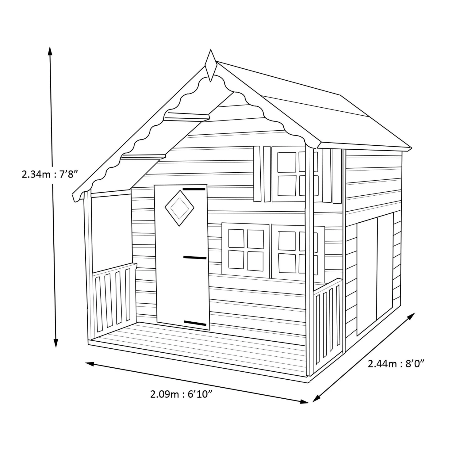 Shire 7x8 Crib Whitewood Pine Playhouse Assembly Service Included 5 Shire 7x8 Crib Whitewood Pine Playhouse Assembly Service Included - Image 5
