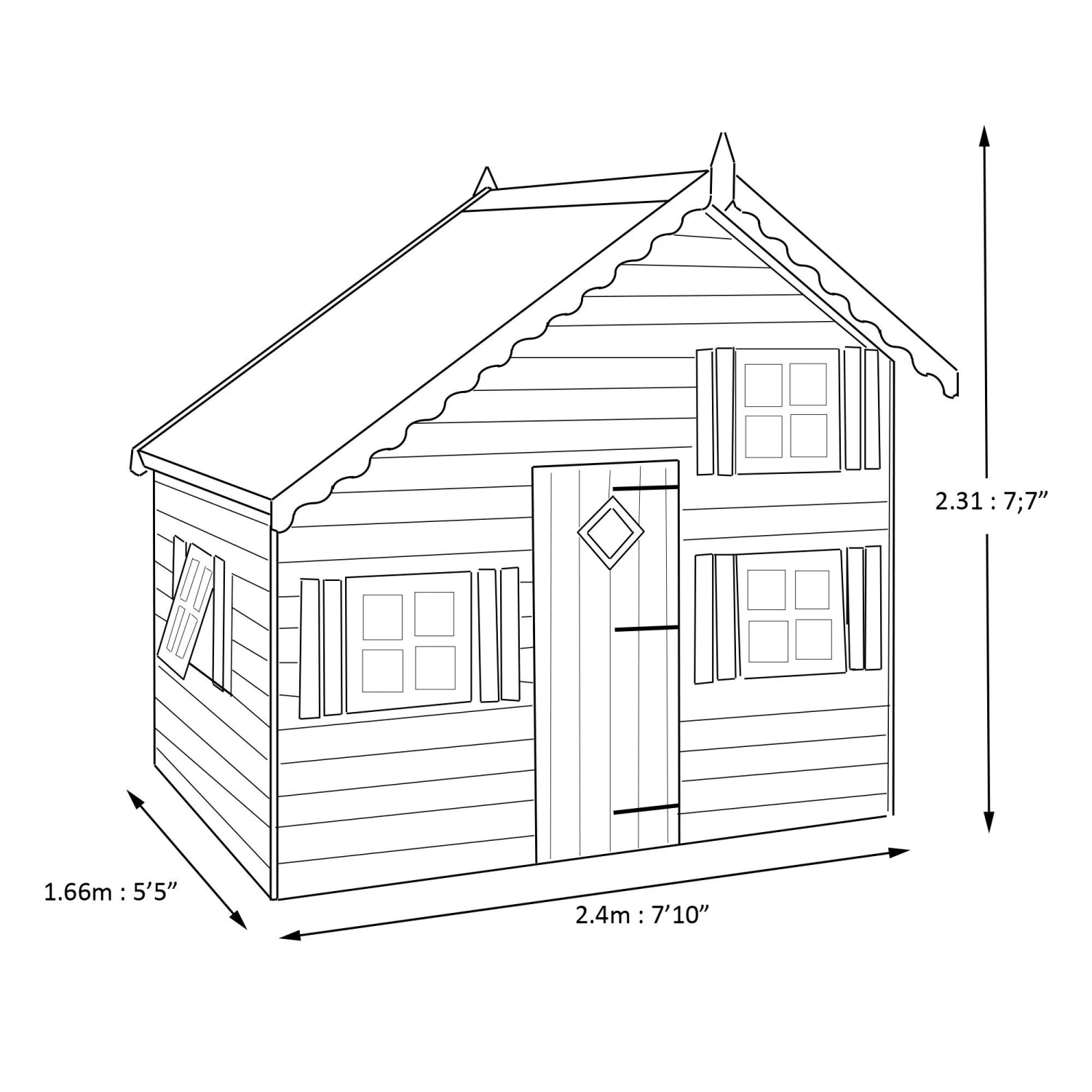 Shire 8x6 Loft Whitewood Pine Playhouse Assembly Service Included 5 Shire 8x6 Loft Whitewood Pine Playhouse Assembly Service Included - Image 5