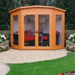 Shire Barclay 7x7 Safety Acrylic Pent Shiplap Wooden Summer House - Base Not Included -Hozelock Store shire barclay 7x7 safety acrylic pent shiplap wooden summer house base not included5019804999170 02i bq