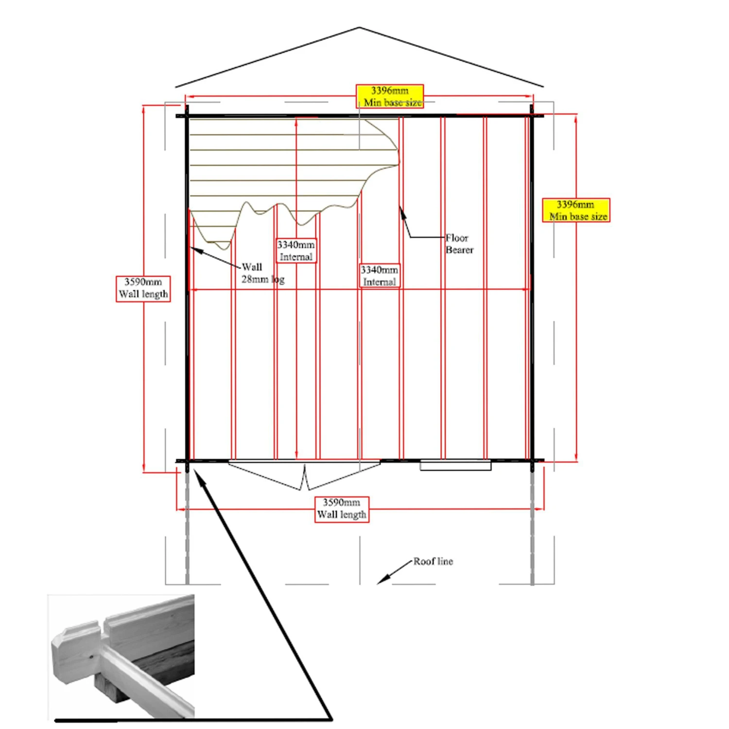 Shire Cannock 12x12 Ft Apex Tongue & Groove Wooden Cabin With Felt Tile Roof - Assembly Service Included 5 Shire Cannock 12x12 Ft Apex Tongue & Groove Wooden Cabin With Felt Tile Roof - Assembly Service Included - Image 5
