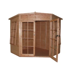 Shire Hampton 10x10 Glass Pent Shiplap Wooden Summer House - Base Not Included -Hozelock Store shire hampton 10x10 glass pent shiplap wooden summer house base not included5019804008186 04c bq