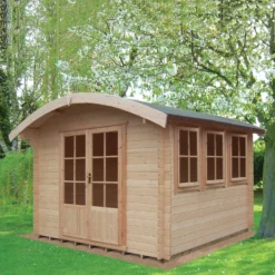 Shire Kilburn 10x14 Ft Toughened Glass Curved Tongue & Groove Wooden Cabin - Assembly Service Included