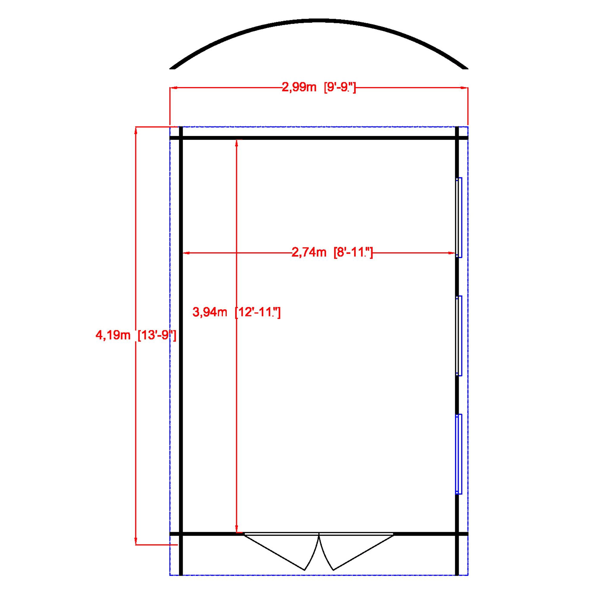 Shire Kilburn 10x14 Ft Toughened Glass Curved Tongue & Groove Wooden Cabin - Assembly Service Included 2 Shire Kilburn 10x14 Ft Toughened Glass Curved Tongue & Groove Wooden Cabin - Assembly Service Included - Image 2