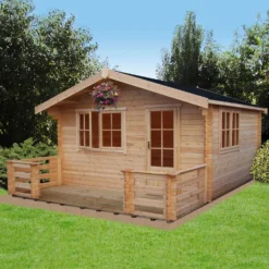 Shire Kinver 12x12 Toughened Glass Apex Tongue & Groove Wooden Cabin -Hozelock Store shire kinver 12x12 toughened glass apex tongue groove wooden cabin5019804111381 01i