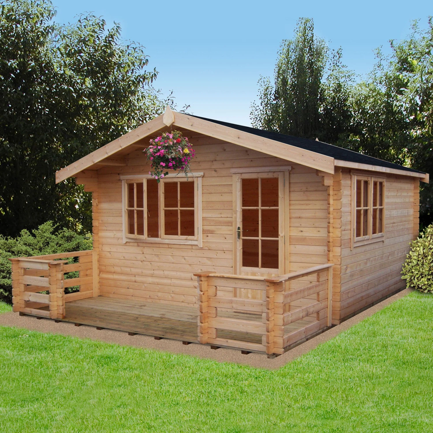 Shire Kinver 12x14 Toughened Glass Apex Tongue & Groove Wooden Cabin - Base Not Included 3 Shire Kinver 12x14 Toughened Glass Apex Tongue & Groove Wooden Cabin - Base Not Included - Image 3