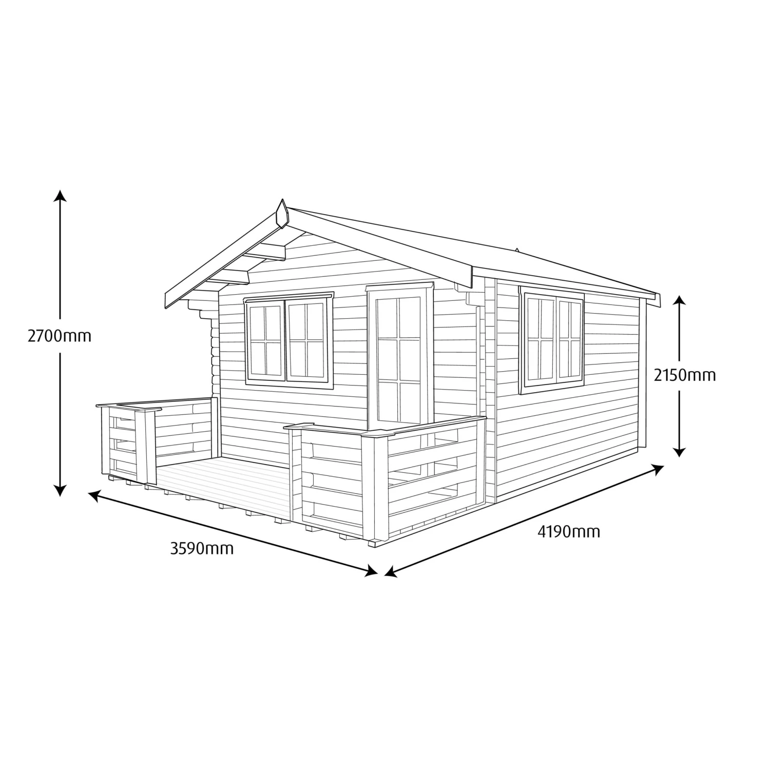 Shire Kinver 12x14 Toughened Glass Apex Tongue & Groove Wooden Cabin - Base Not Included 5 Shire Kinver 12x14 Toughened Glass Apex Tongue & Groove Wooden Cabin - Base Not Included - Image 5